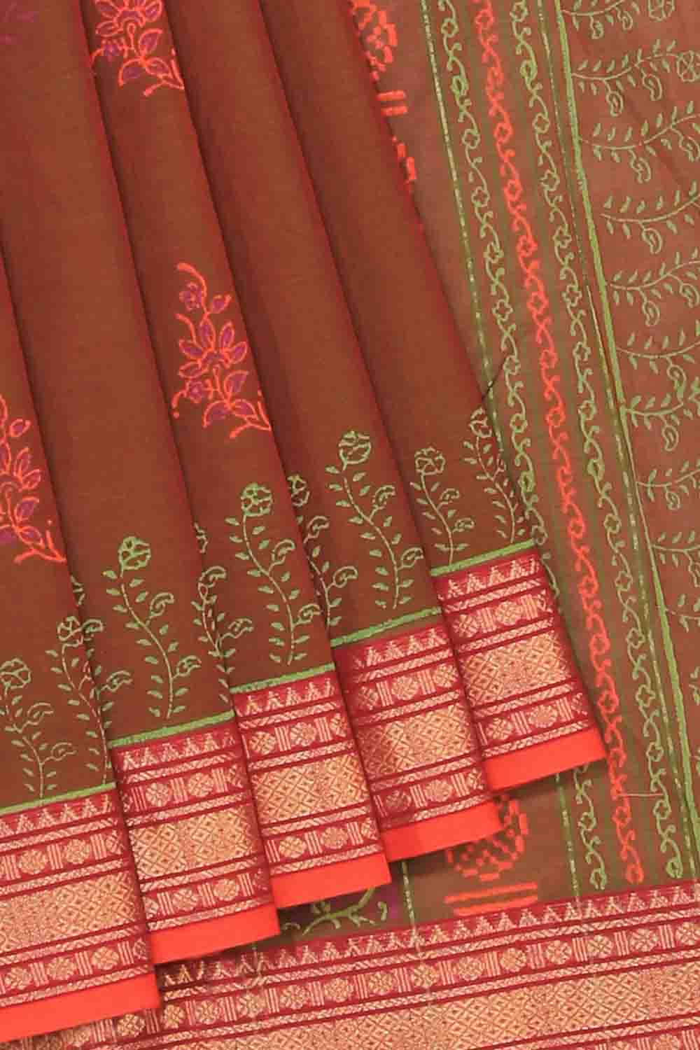 Collection of Hand block printed cotton saree in a gallery layout