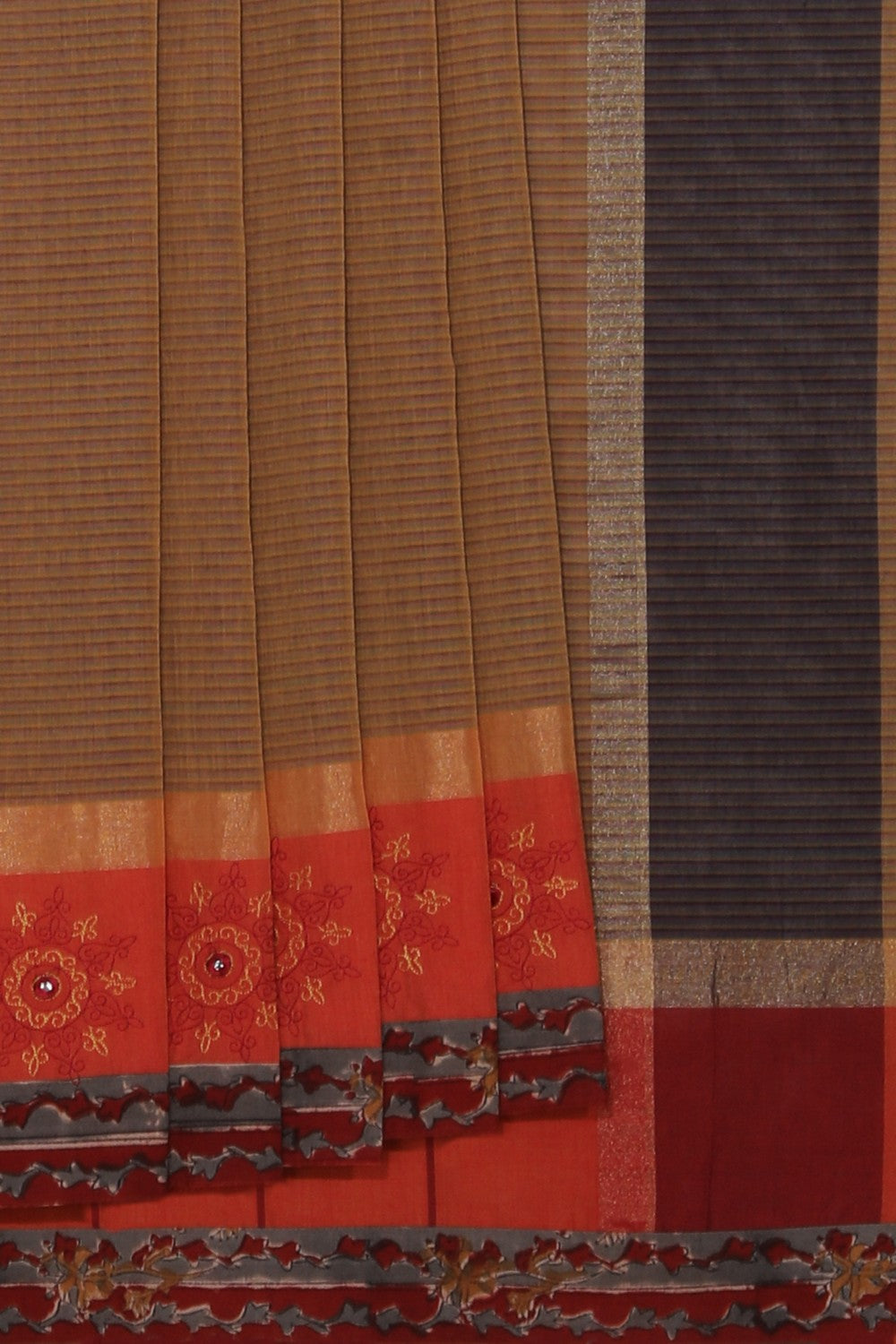 Image of Hand block printed cotton saree