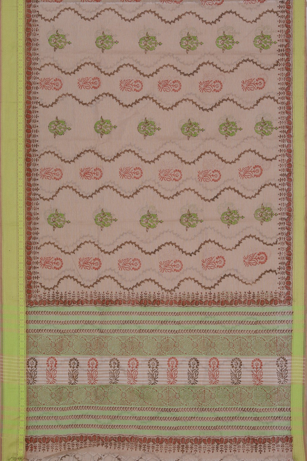 Image of Hand block printed cotton saree