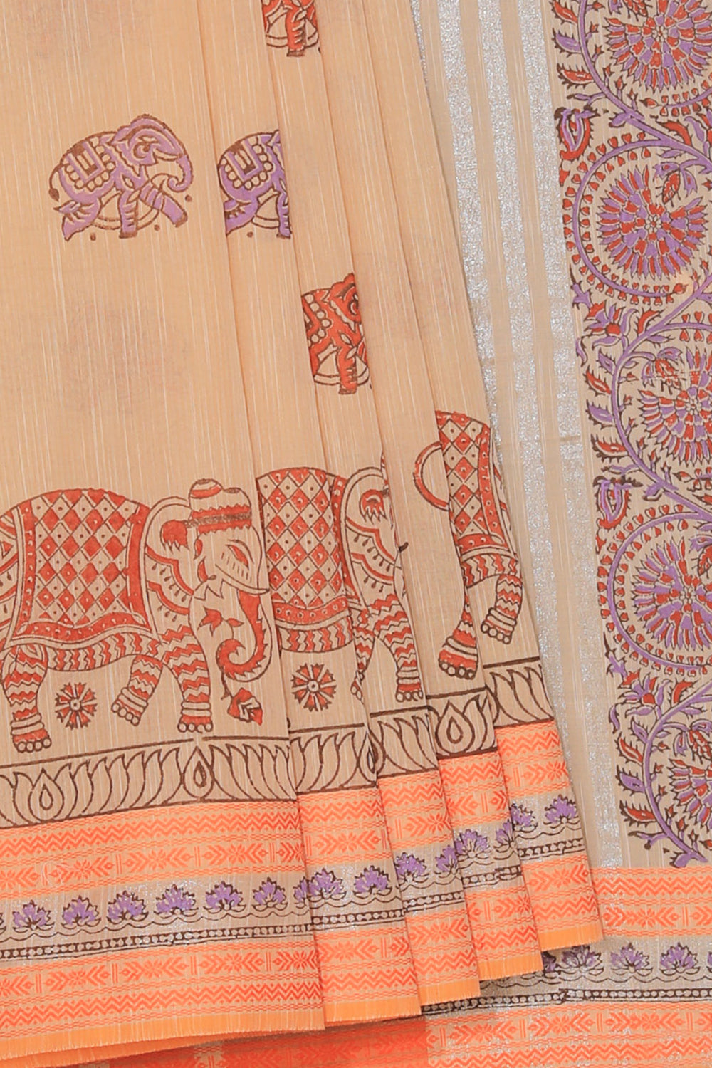 Collection of Hand block printed cotton saree in a gallery layout