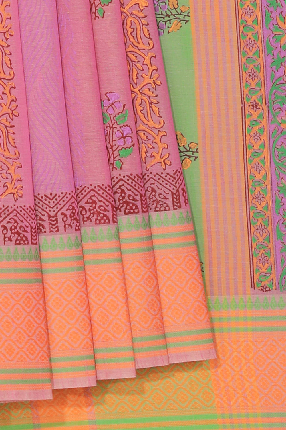 Collection of Hand block printed cotton saree in a gallery layout