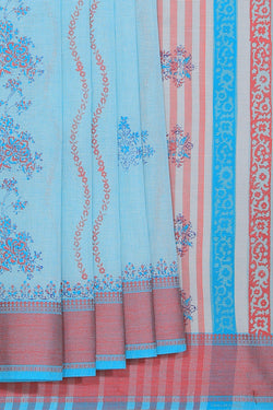 Image of Hand block printed cotton saree