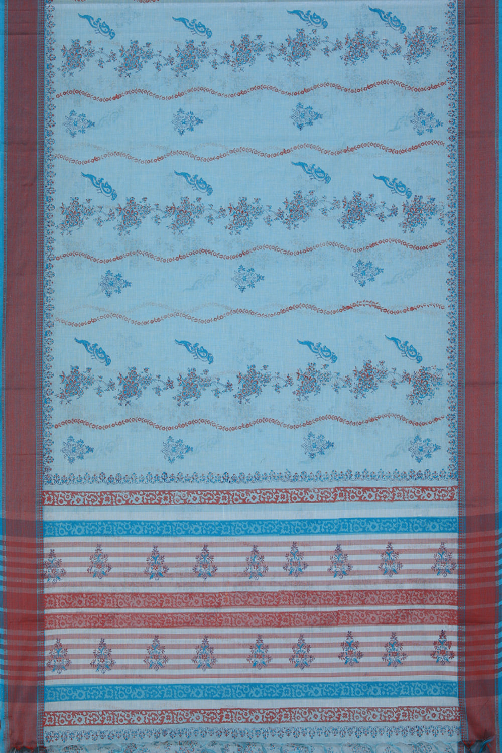 Hand block printed cotton saree