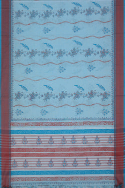 Image of Hand block printed cotton saree