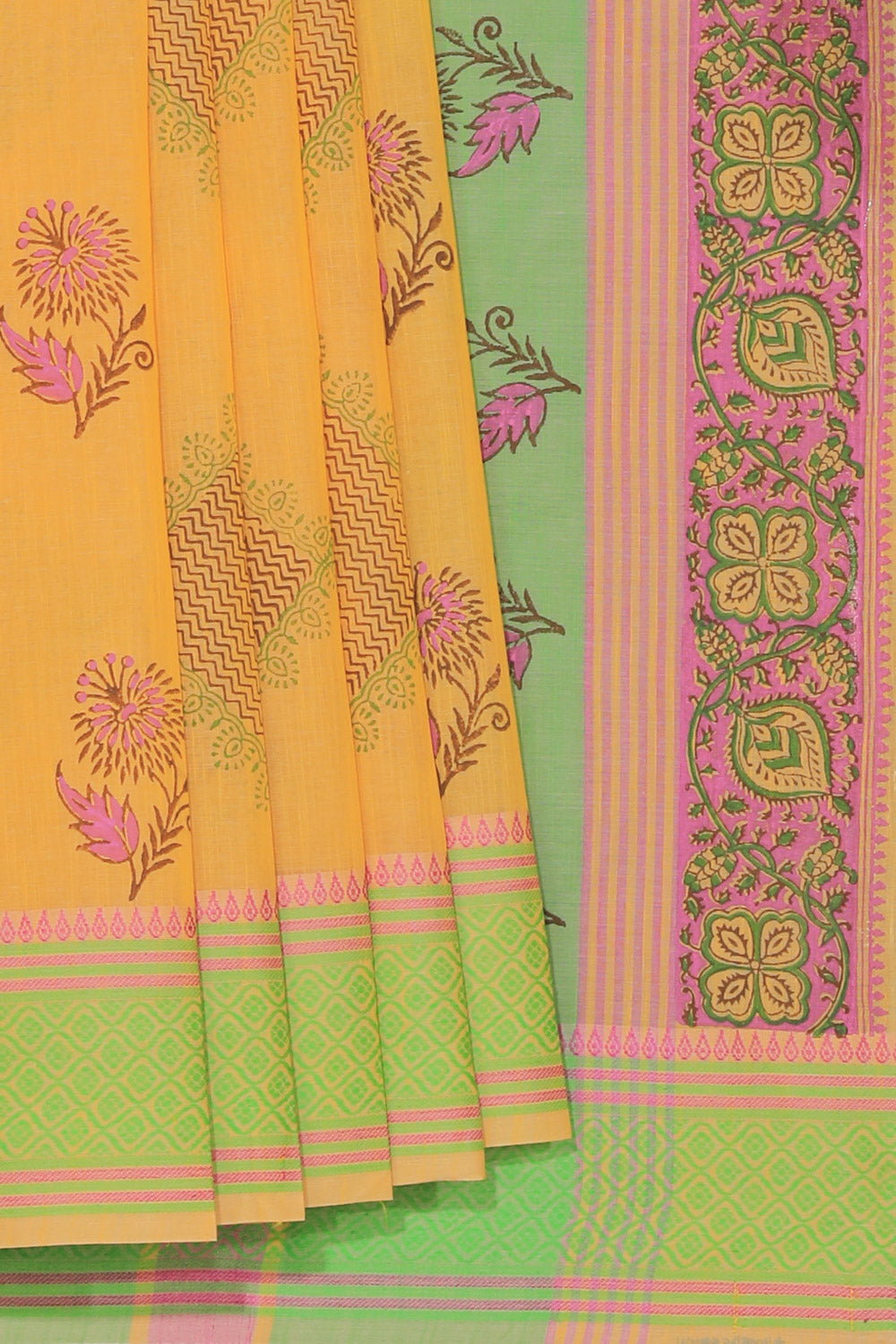 Collection of Hand block printed cotton saree in a gallery layout