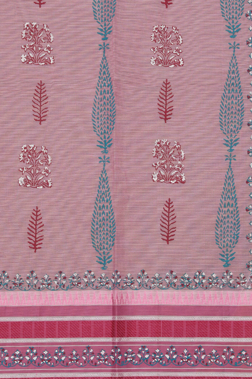 Hand block printed cotton saree