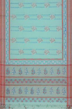 Image of Hand block printed cotton saree