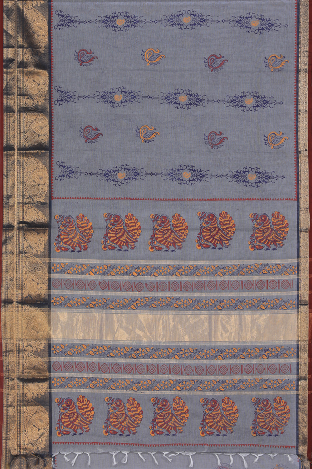 Collection of Hand block printed cotton saree in a gallery layout