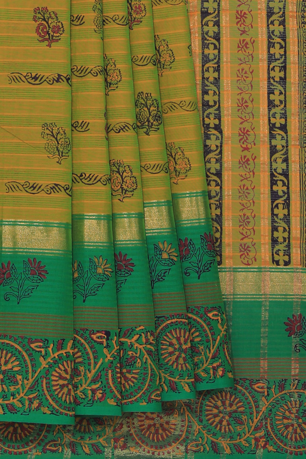 Collection of Hand block printed cotton saree in a gallery layout