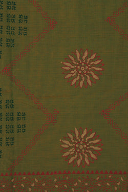 Image of Hand block printed cotton saree