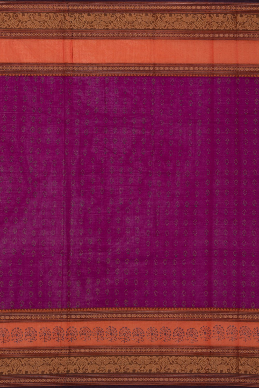 Image of Hand block printed cotton saree