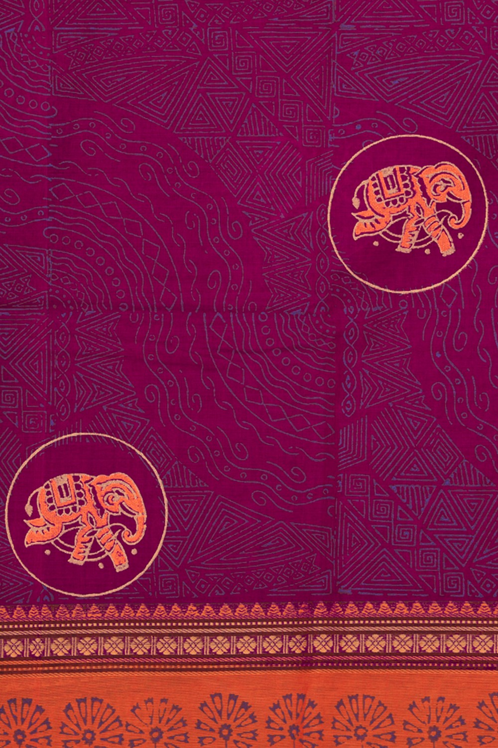 Image of Hand block printed cotton saree