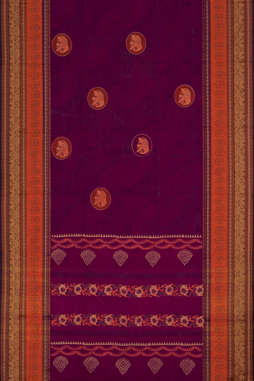 Image of Hand block printed cotton saree