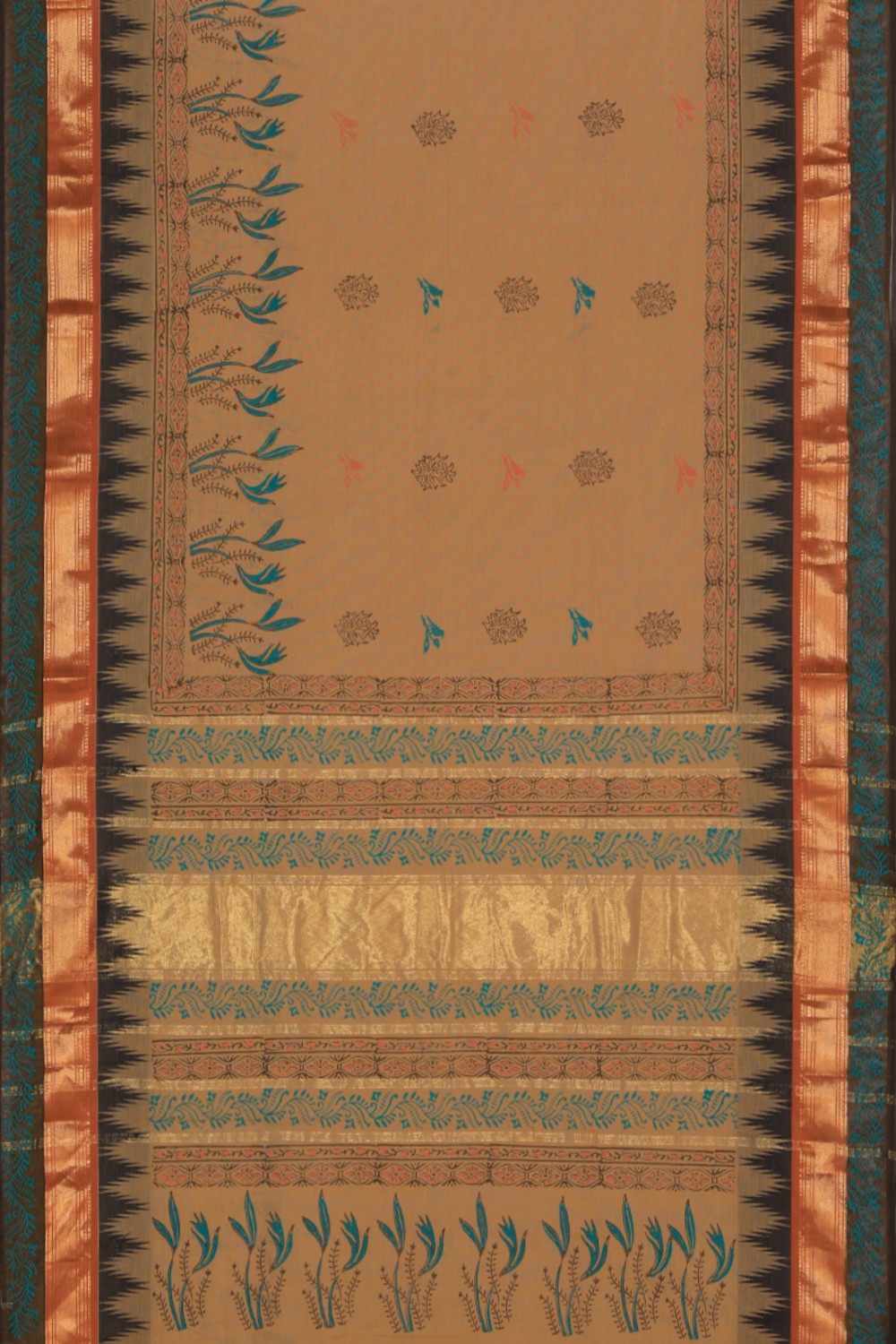 Collection of Hand block printed cotton saree in a gallery layout