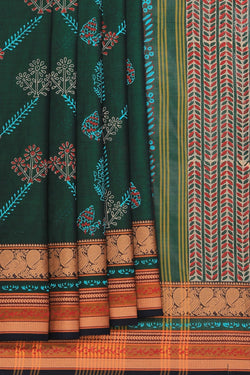 Image of Hand block printed cotton saree