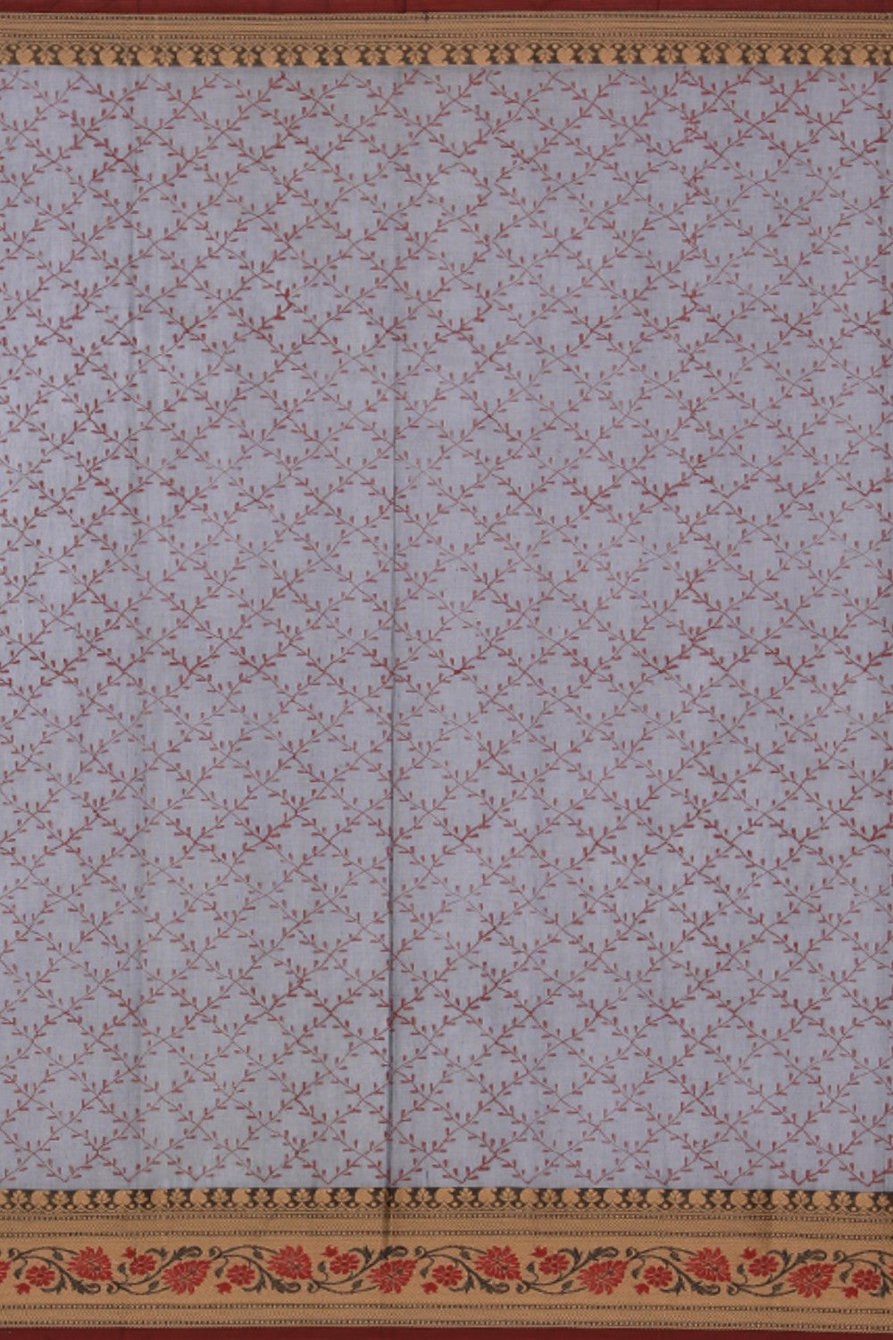 Image of Hand block printed cotton saree