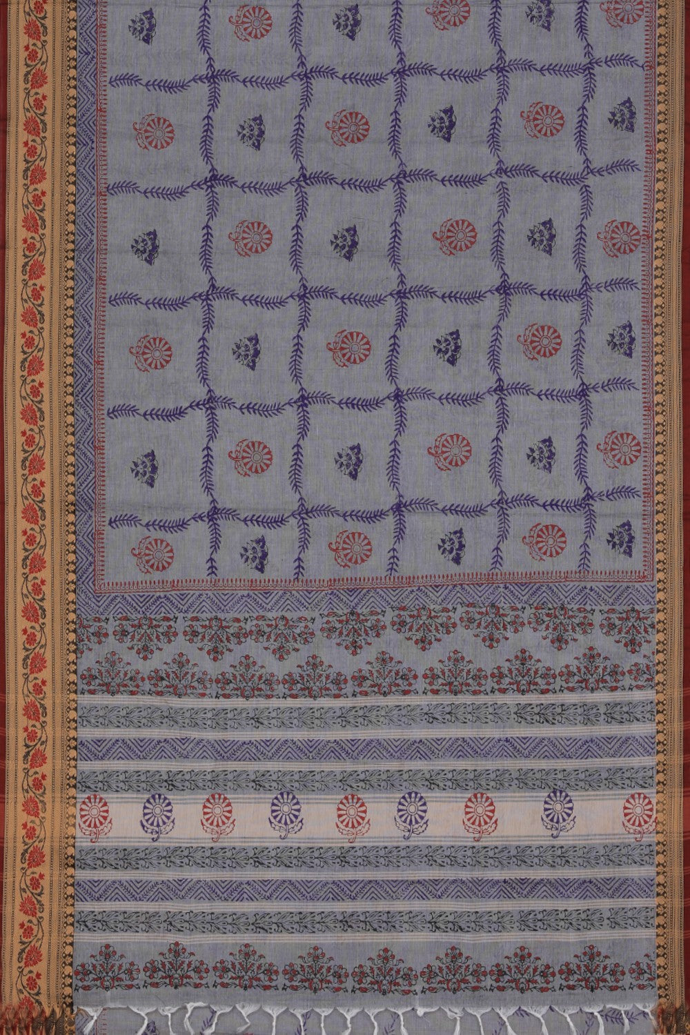 Image of Hand block printed cotton saree