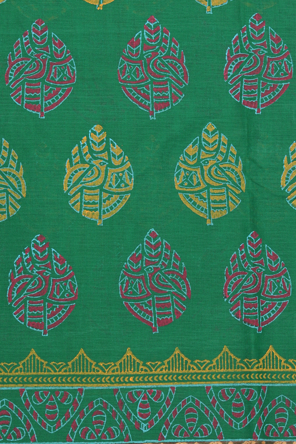 Image of Hand block printed cotton saree