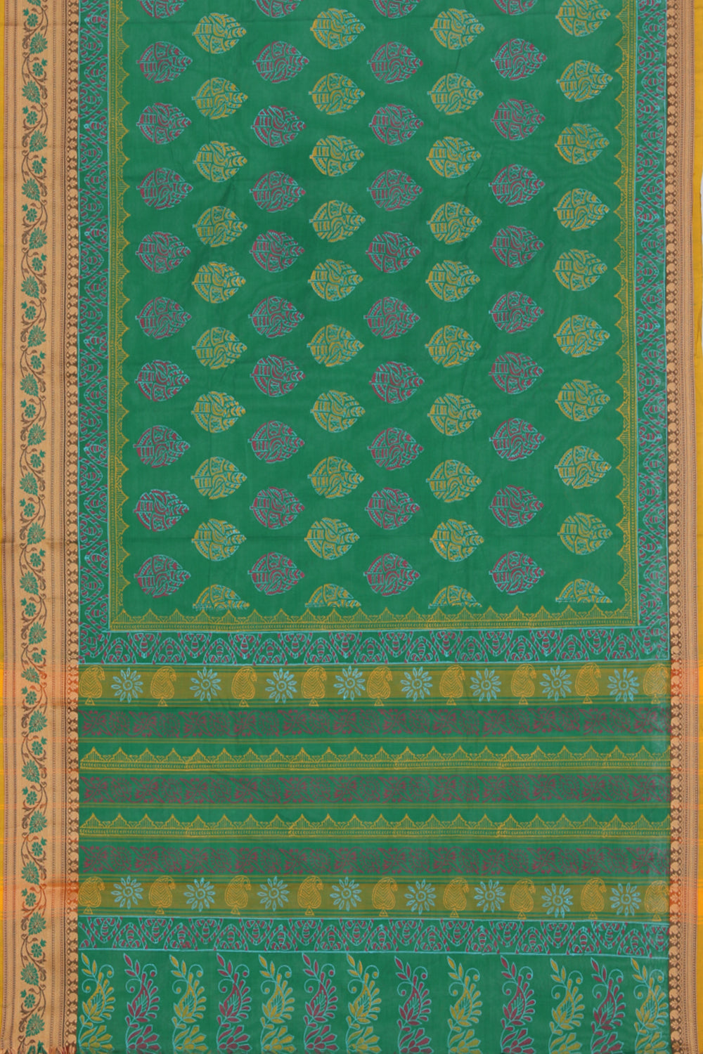 Image of Hand block printed cotton saree