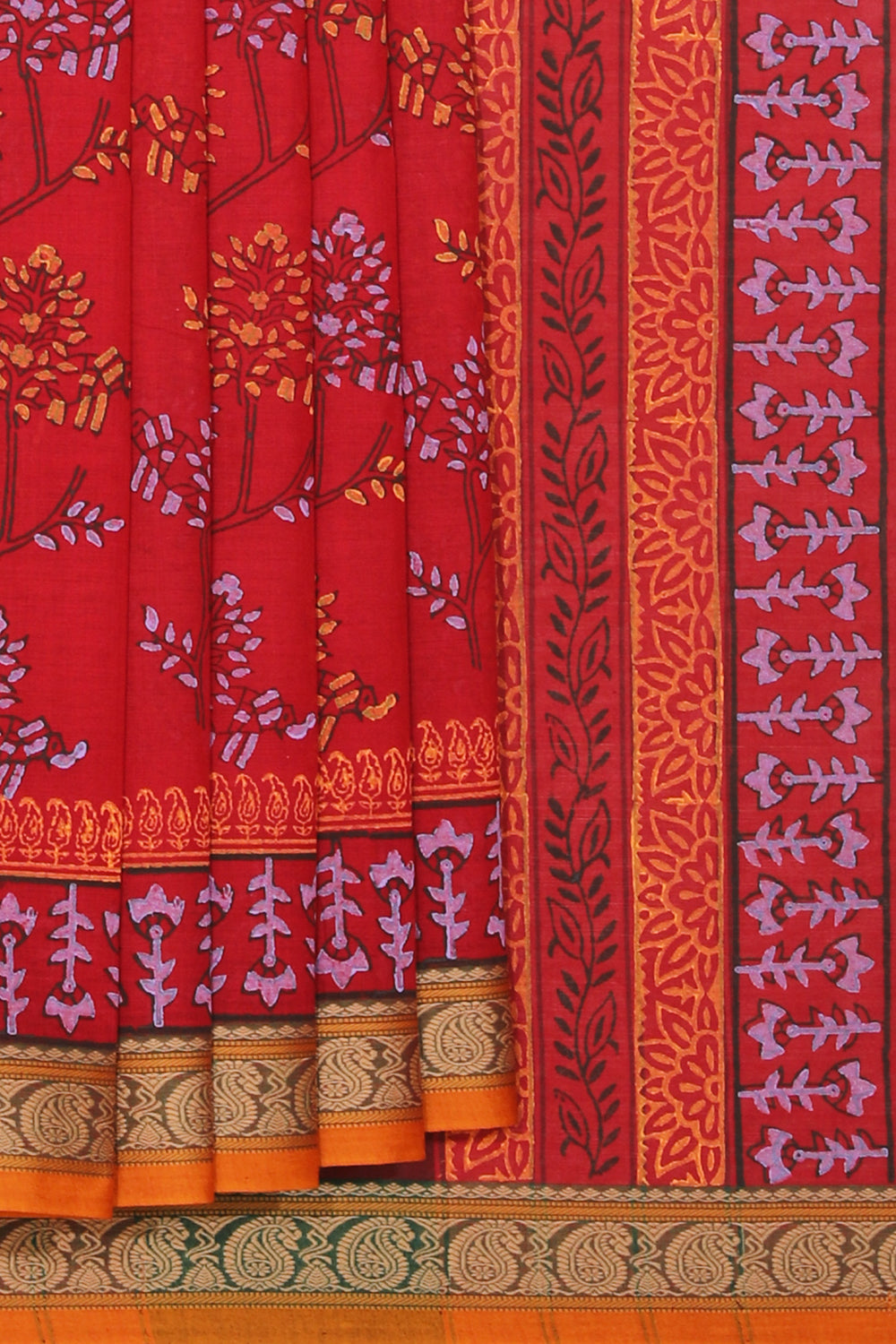 Collection of Hand block printed cotton saree in a gallery layout