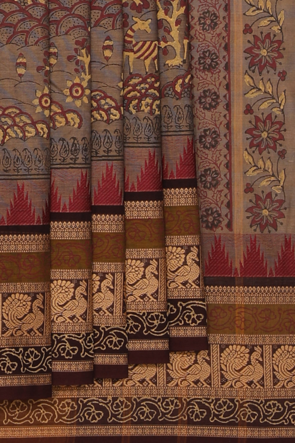 Collection of Hand block printed cotton saree in a gallery layout