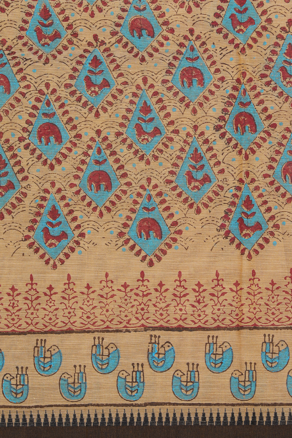 Image of Hand block printed cotton saree