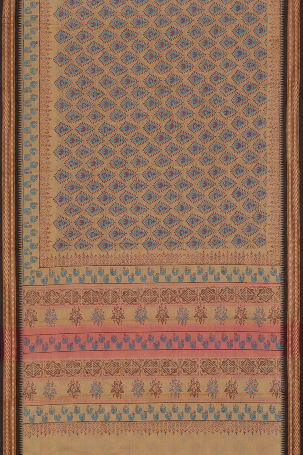 Image of Hand block printed cotton saree