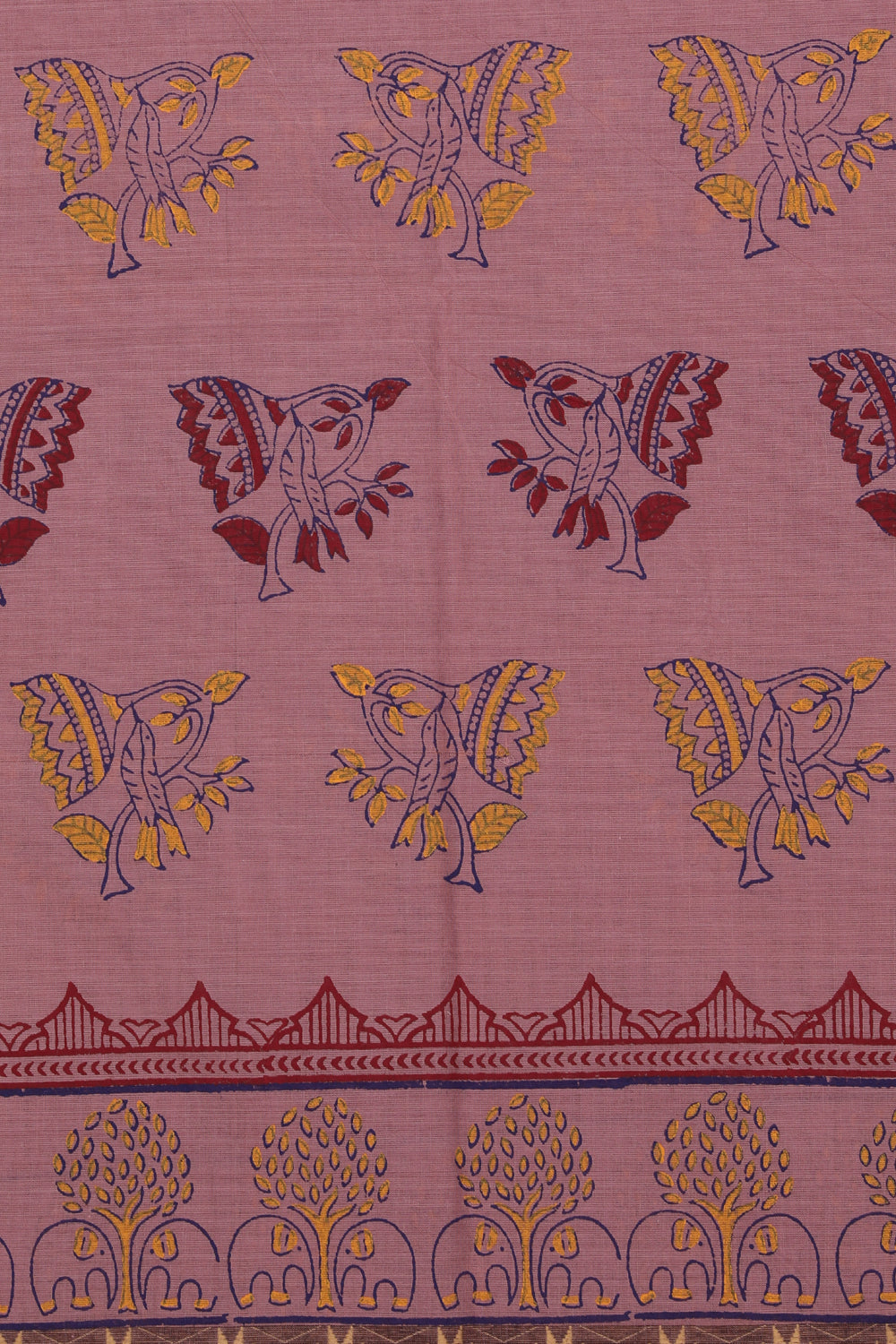 Image of Hand block printed cotton saree