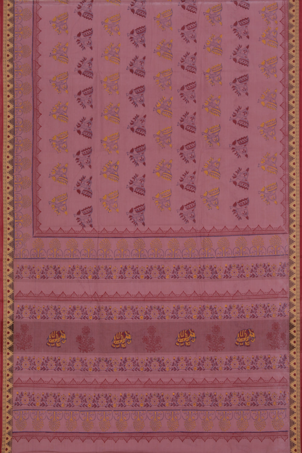 Collection of Hand block printed cotton saree in a gallery layout