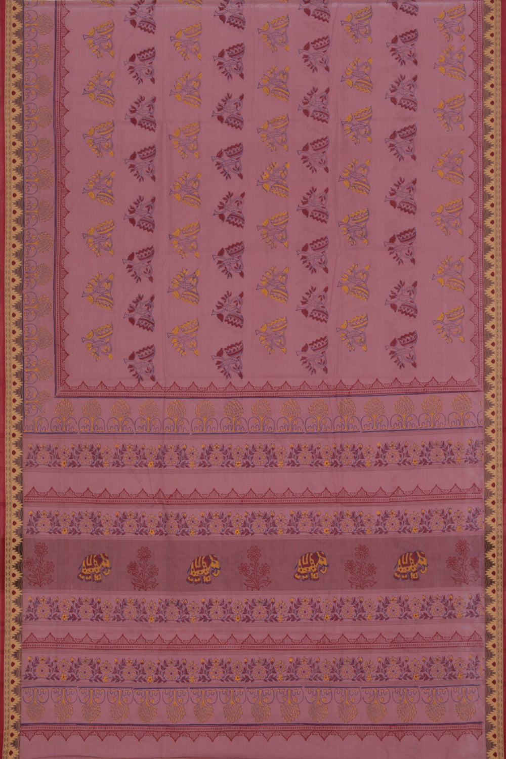 Image of Hand block printed cotton saree