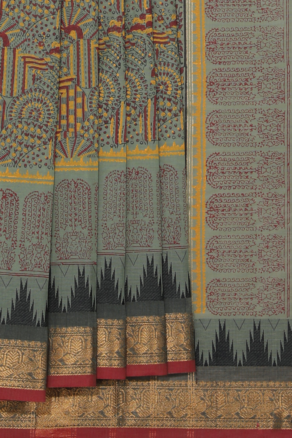 Collection of Hand block printed cotton saree in a gallery layout