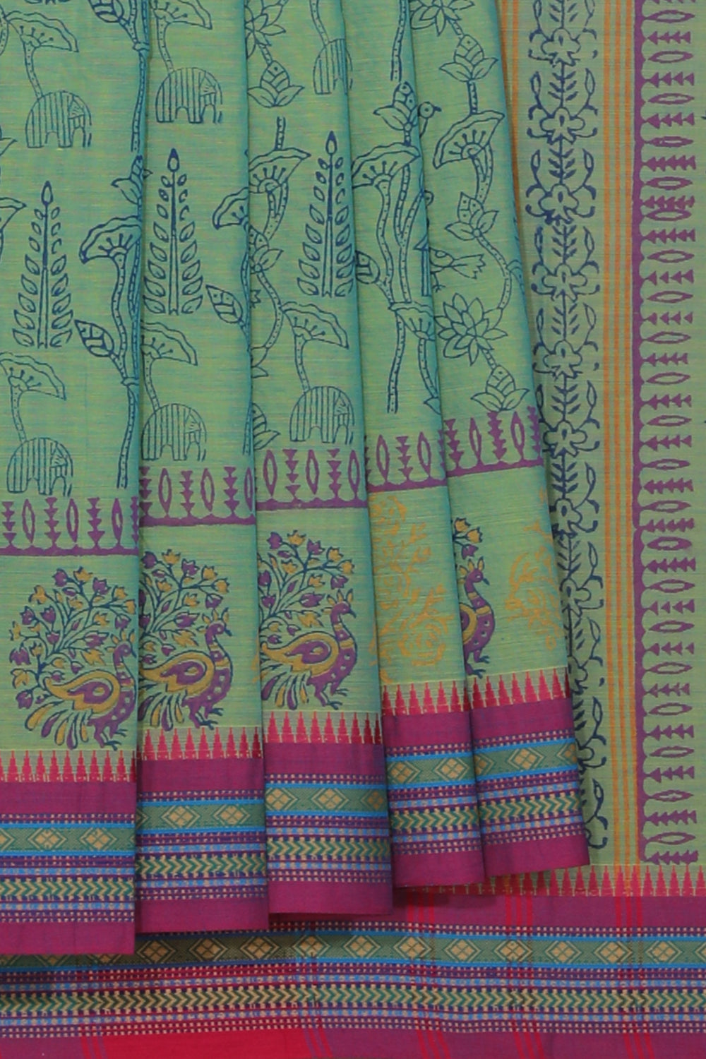 Collection of Hand block printed cotton saree in a gallery layout