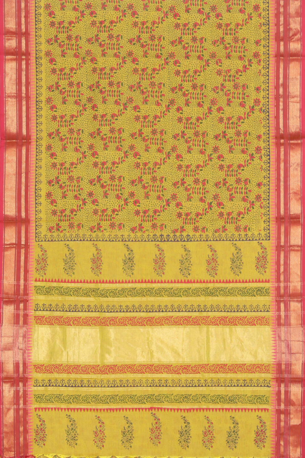 Image of Hand block printed cotton saree