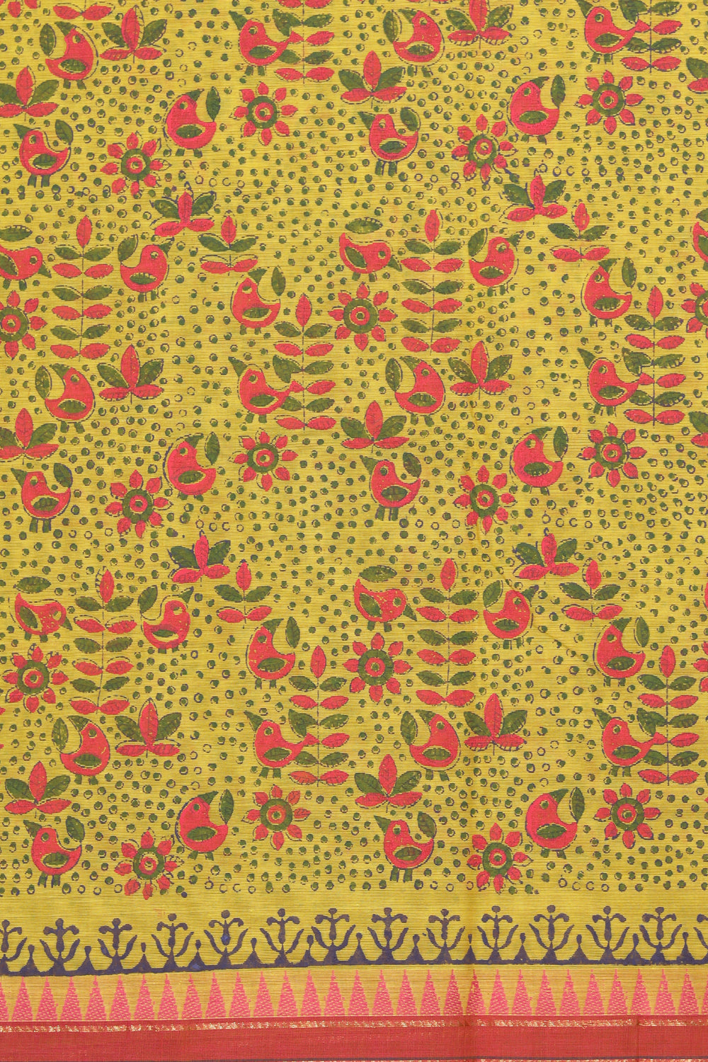 Image of Hand block printed cotton saree