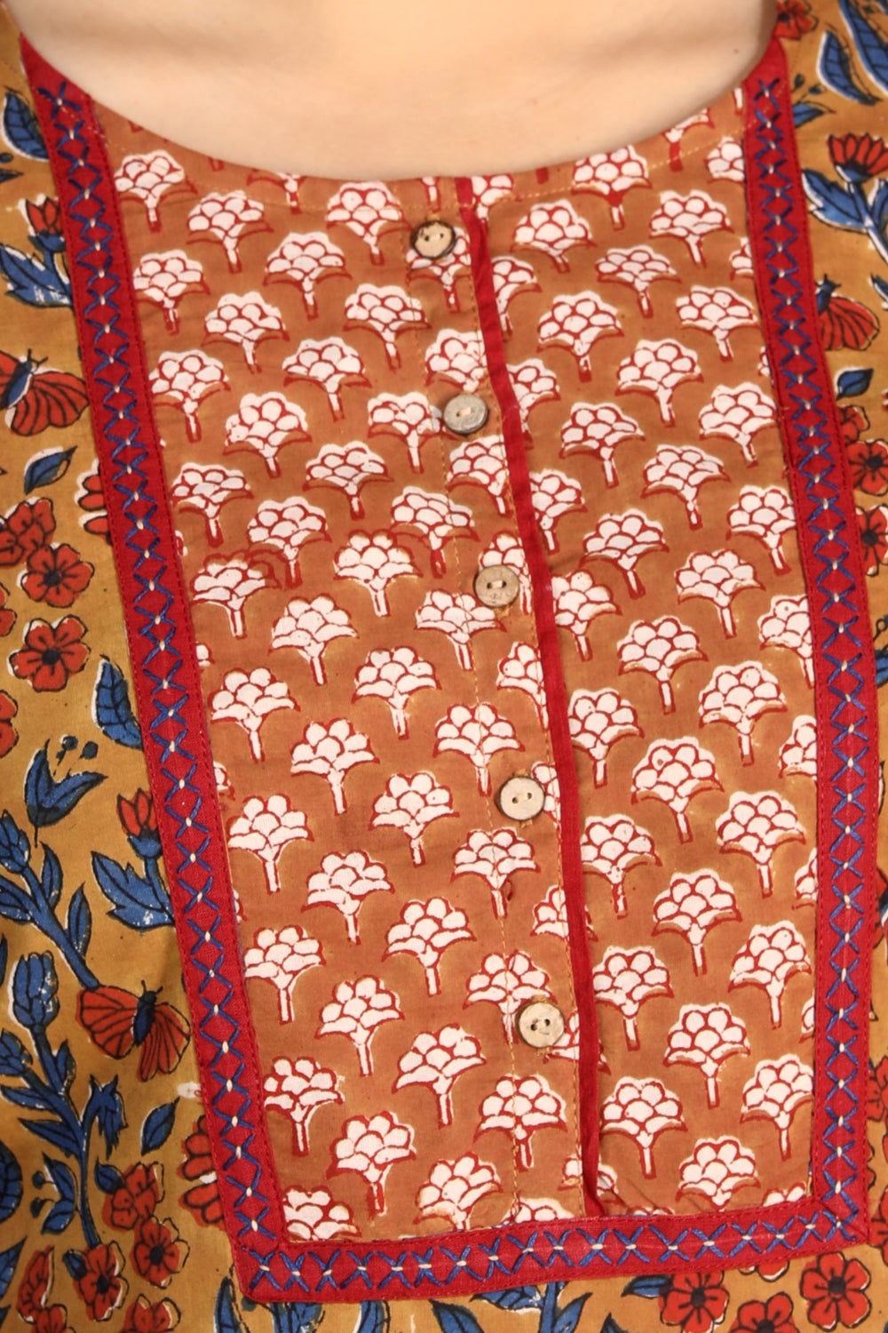 Image of Bagru handblock printed Cotton Kurti, Pants and Dupatta set