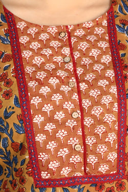 Image of Bagru handblock printed cotton Kurti, pants and dupatta set