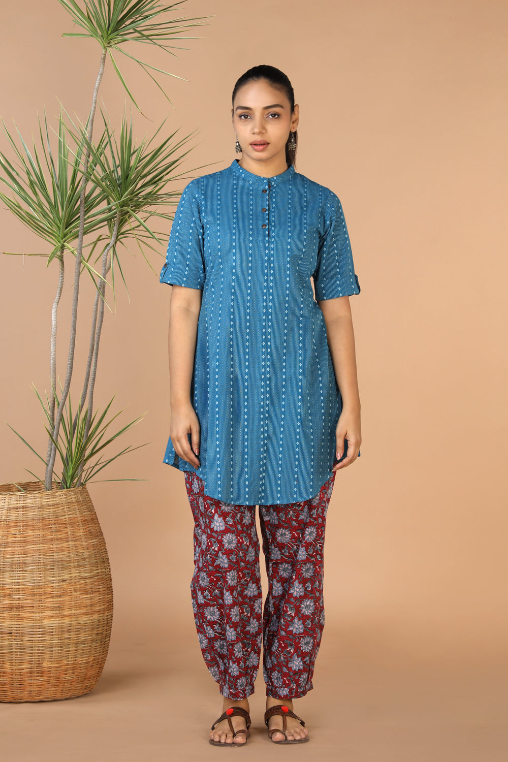 Ocean Blue cotton kurta and pants set