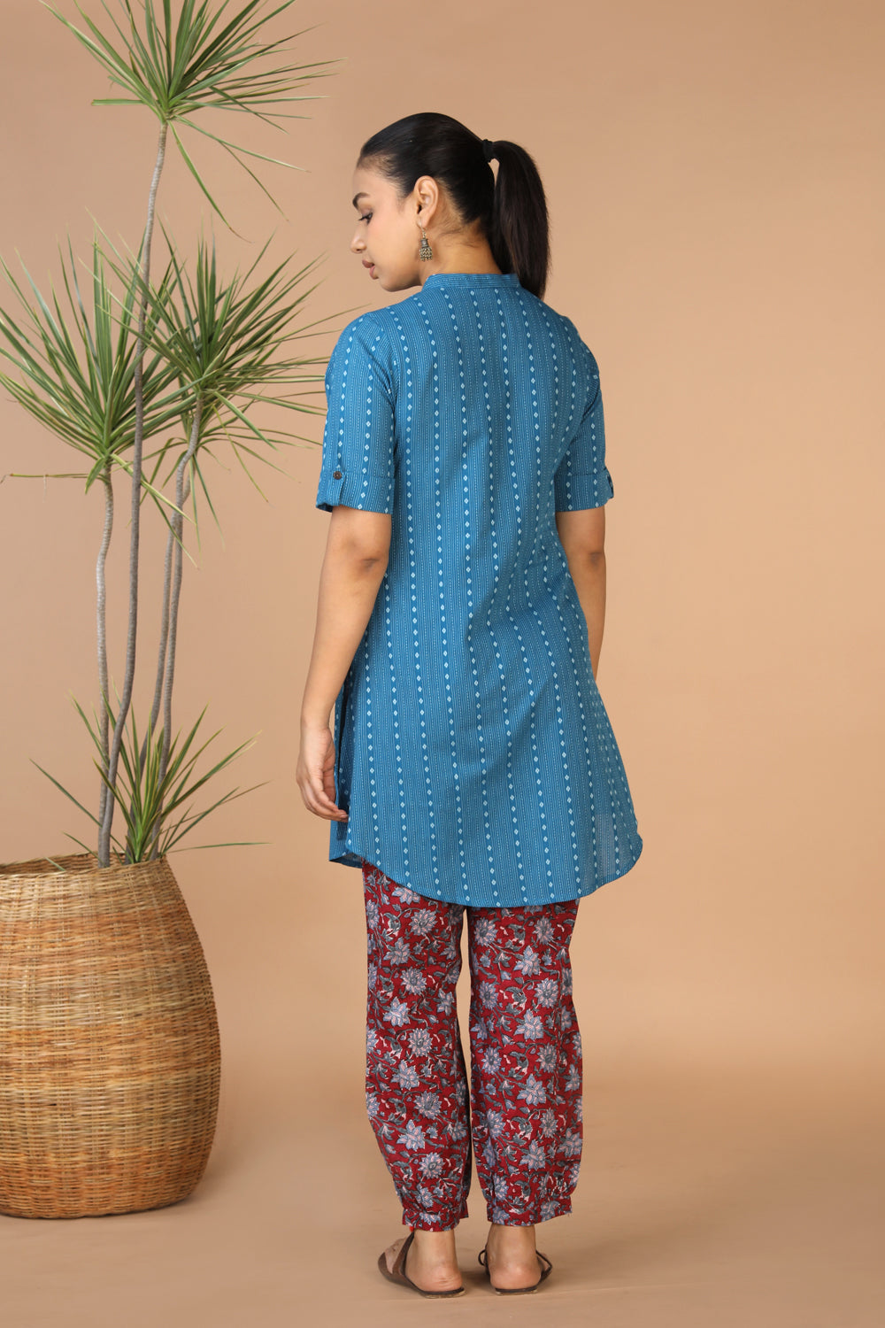 Ocean Blue cotton kurta and pants set