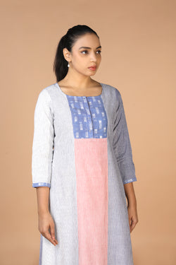 Image of Steel blue cotton Kurti