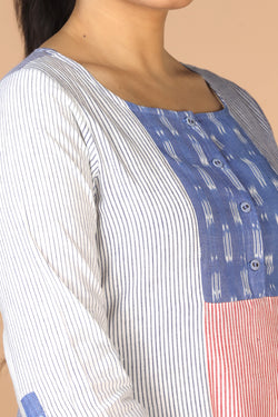 Image of Steel blue cotton Kurti