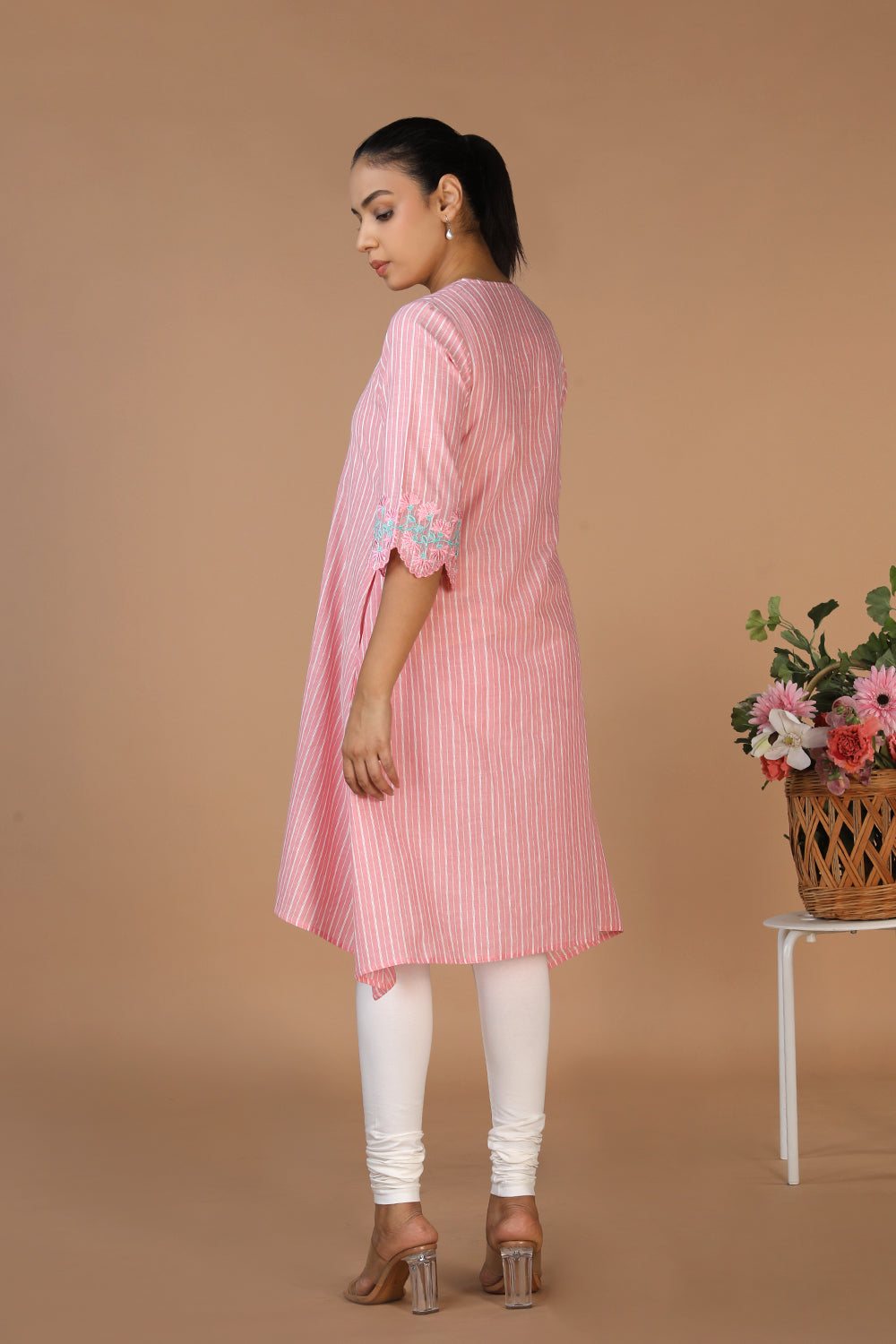 Collection of Pastel Pink Cotton Kurti in a gallery layout