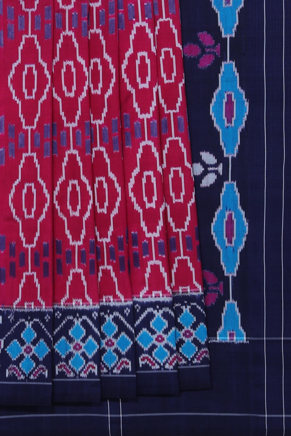 Image of Magenta Pochampally Silk Ikat Saree