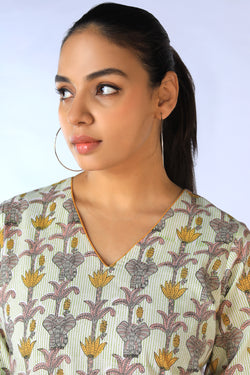 Image of Handblock Printed Tiered Dress