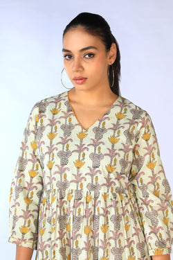 Image of Handblock Printed Tiered Dress