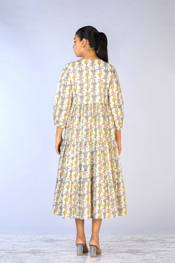 Image of Handblock Printed Tiered Dress