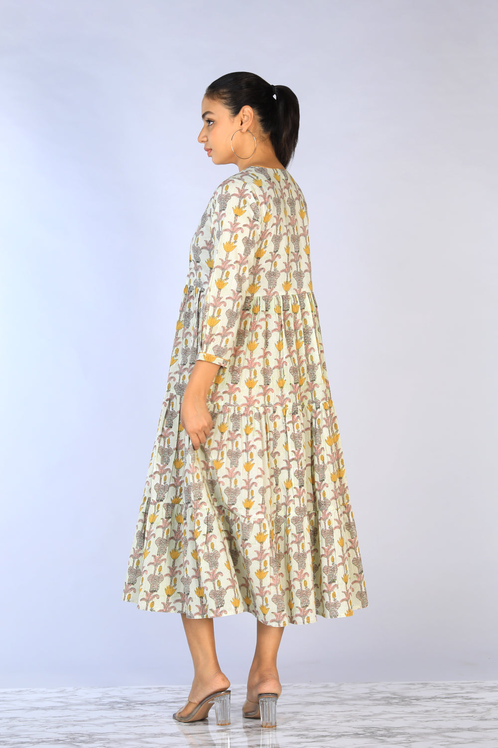 Handblock Printed Tiered Dress