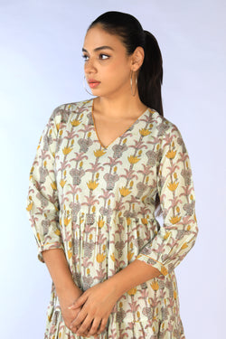 Image of Handblock Printed Tiered Dress