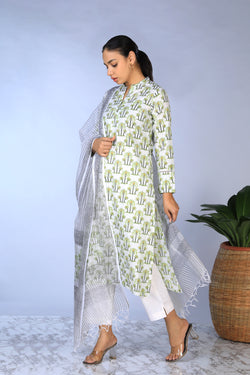 Collection of Handblock printed  Kurti & dupatta set in a gallery layout