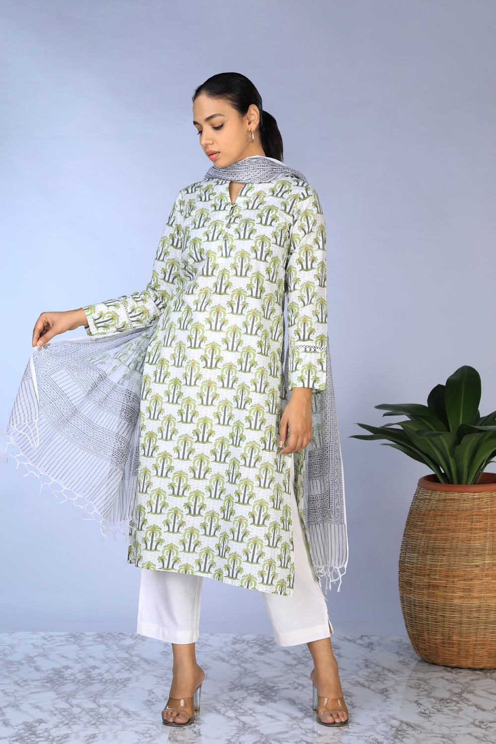 Image of Handblock printed  Kurti & dupatta set