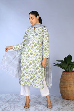 Collection of Handblock printed  Kurti & dupatta set in a gallery layout